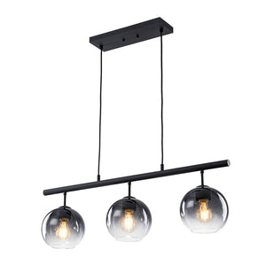 LightFixturesUSA - Modern 3 - Light Gradual Smoked Glass Globe Island Chandelier - Chandelier - Black - 