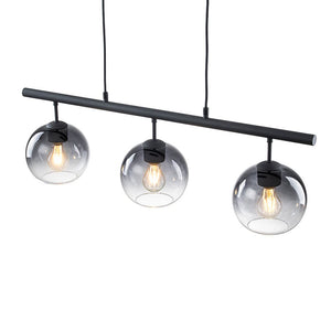 LightFixturesUSA - Modern 3 - Light Gradual Smoked Glass Globe Island Chandelier - Chandelier - Black - 