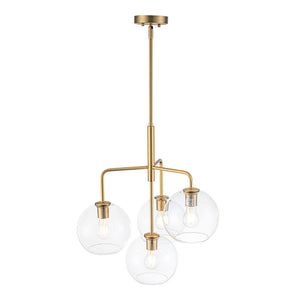 LightFixturesUSA - Modern 4 - Light Clear Glass Bubble Hanging Sputnik Chandelier - Chandelier - Brass - 