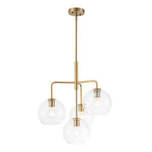 LightFixturesUSA - Modern 4 - Light Clear Glass Bubble Hanging Sputnik Chandelier - Chandelier - Brass - 