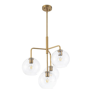 LightFixturesUSA - Modern 4 - Light Clear Glass Bubble Hanging Sputnik Chandelier - Chandelier - Brass - 