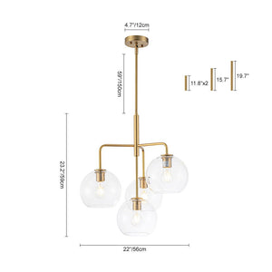 LightFixturesUSA - Modern 4 - Light Clear Glass Bubble Hanging Sputnik Chandelier - Chandelier - Brass - 