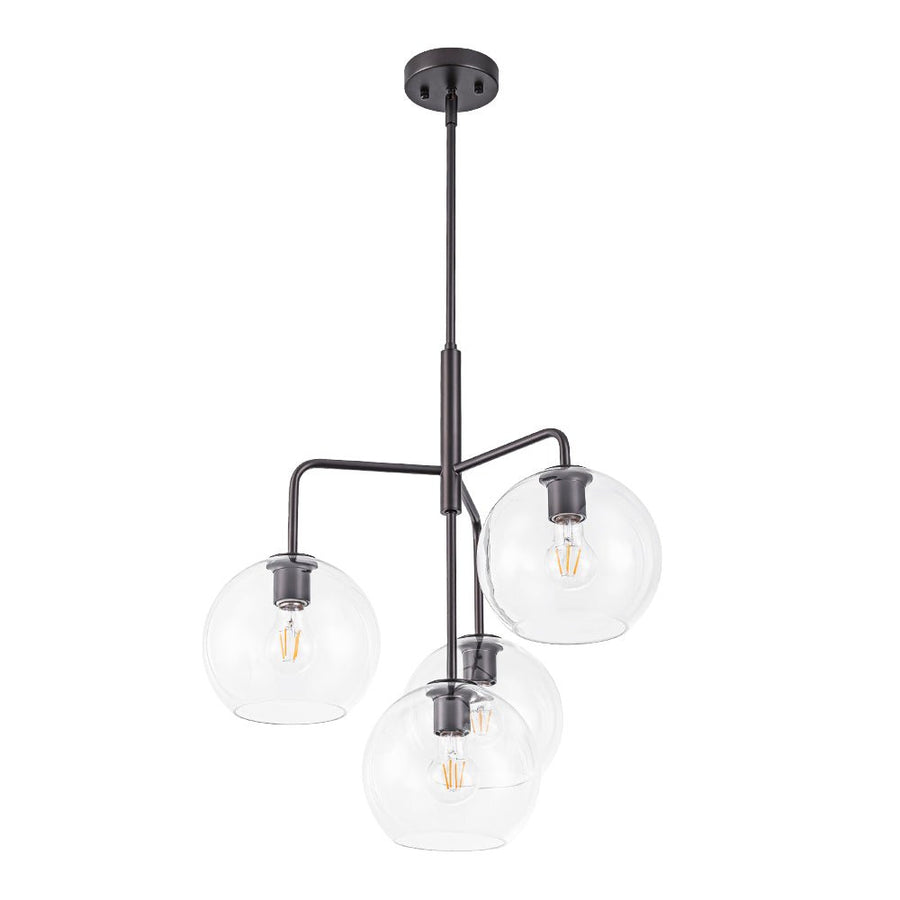 LightFixturesUSA - Modern 4 - Light Clear Glass Bubble Hanging Sputnik Chandelier - Chandelier - Oil Rubbed Bronze - 