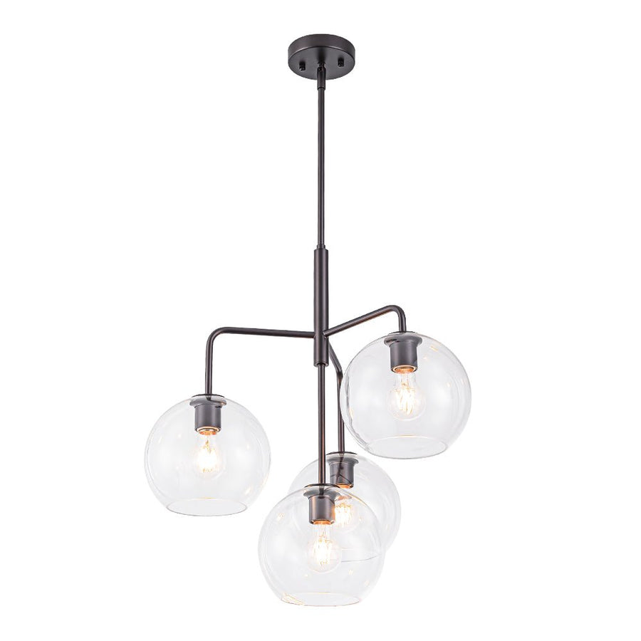 LightFixturesUSA - Modern 4 - Light Clear Glass Bubble Hanging Sputnik Chandelier - Chandelier - Oil Rubbed Bronze - 