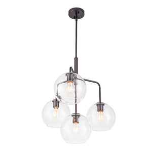 LightFixturesUSA - Modern 4 - Light Clear Glass Bubble Hanging Sputnik Chandelier - Chandelier - Oil Rubbed Bronze - 