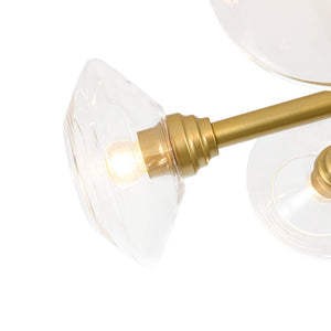 LightFixturesUSA - Modern 5 - Light Clear Glass Round Sputnik Chandelier - Chandelier - Brass - 