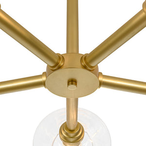 LightFixturesUSA - Modern 5 - Light Clear Glass Round Sputnik Chandelier - Chandelier - Brass - 