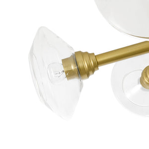 LightFixturesUSA - Modern 5 - Light Clear Glass Round Sputnik Chandelier - Chandelier - Brass - 