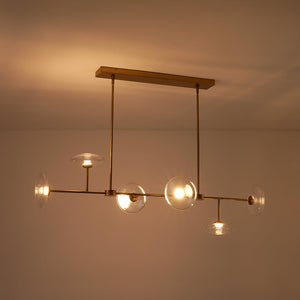 LightFixturesUSA - Modern 6 - light Clear Glass Dimmable LED Linear Island Chandelier - Chandelier - Black (Pre - Order) - 