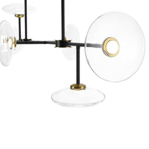 LightFixturesUSA - Modern 6 - light Clear Glass Dimmable LED Linear Island Chandelier - Chandelier - Black (Pre - Order) - 