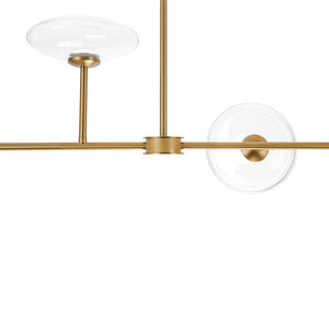 LightFixturesUSA - Modern 6 - light Clear Glass Dimmable LED Linear Island Chandelier - Chandelier - Black (Pre - Order) - 