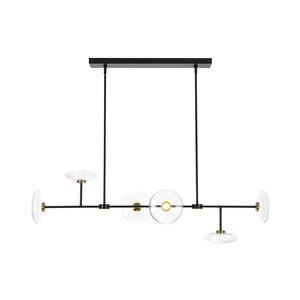LightFixturesUSA - Modern 6 - light Clear Glass Dimmable LED Linear Island Chandelier - Chandelier - Black (Pre - Order) - 