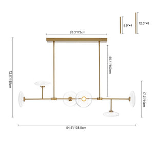 LightFixturesUSA - Modern 6 - light Clear Glass Dimmable LED Linear Island Chandelier - Chandelier - Black (Pre - Order) - 