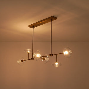 LightFixturesUSA - Modern 6 - light Clear Glass Dimmable LED Linear Island Chandelier - Chandelier - Black (Pre - Order) - 