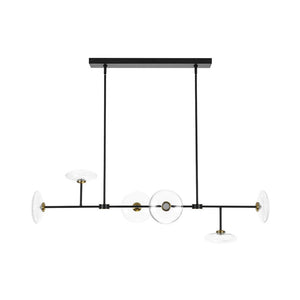 LightFixturesUSA - Modern 6 - light Clear Glass Dimmable LED Linear Island Chandelier - Chandelier - Black (Pre - Order) - 
