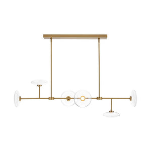 LightFixturesUSA - Modern 6 - light Clear Glass Dimmable LED Linear Island Chandelier - Chandelier - Black (Pre - Order) - 