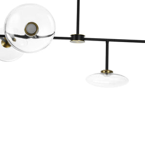 LightFixturesUSA - Modern 6 - light Clear Glass Dimmable LED Linear Island Chandelier - Chandelier - Black (Pre - Order) - 