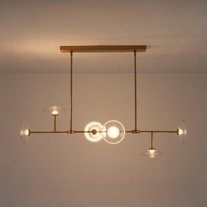 LightFixturesUSA - Modern 6 - light Clear Glass Dimmable LED Linear Island Chandelier - Chandelier - Black (Pre - Order) - 