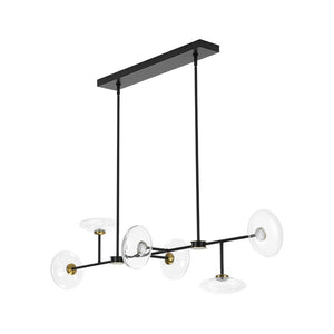 LightFixturesUSA - Modern 6 - light Clear Glass Dimmable LED Linear Island Chandelier - Chandelier - Black (Pre - Order) - 