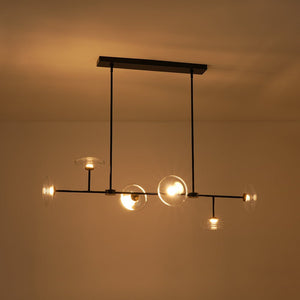 LightFixturesUSA - Modern 6 - light Clear Glass Dimmable LED Linear Island Chandelier - Chandelier - Black (Pre - Order) - 