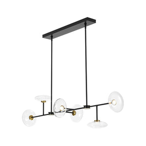 LightFixturesUSA - Modern 6 - light Clear Glass Dimmable LED Linear Island Chandelier - Chandelier - Black (Pre - Order) - 