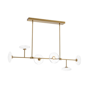 LightFixturesUSA - Modern 6 - light Clear Glass Dimmable LED Linear Island Chandelier - Chandelier - Black (Pre - Order) - 
