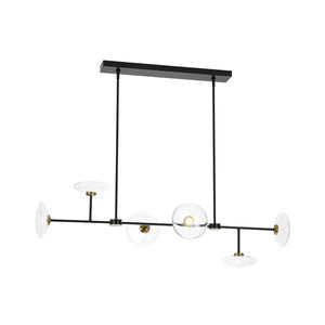 LightFixturesUSA - Modern 6 - light Clear Glass Dimmable LED Linear Island Chandelier - Chandelier - Black (Pre - Order) - 