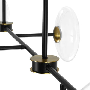 LightFixturesUSA - Modern 6 - light Clear Glass Dimmable LED Linear Island Chandelier - Chandelier - Black (Pre - Order) - 