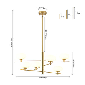 LightFixturesUSA-Modern 6-Light Tiered Frosted Glass Globe Sputnik Chandelier-Chandelier-29 in-
