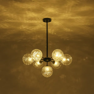 LightFixturesUSA - Modern 7 - light Hammered Glass Globe Tier Sputnik Chandelier - Chandelier - Black - 