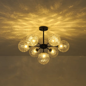 LightFixturesUSA - Modern 7 - light Hammered Glass Globe Tier Sputnik Chandelier - Chandelier - Black - 