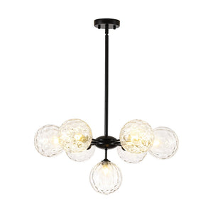 LightFixturesUSA - Modern 7 - light Hammered Glass Globe Tier Sputnik Chandelier - Chandelier - Black - 