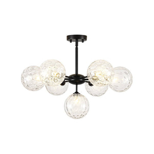 LightFixturesUSA - Modern 7 - light Hammered Glass Globe Tier Sputnik Chandelier - Chandelier - Black - 