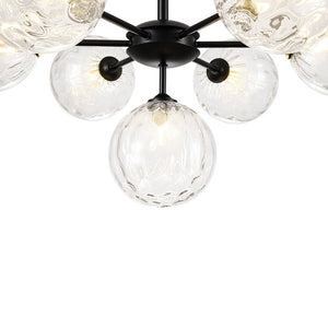 LightFixturesUSA - Modern 7 - light Hammered Glass Globe Tier Sputnik Chandelier - Chandelier - Black - 