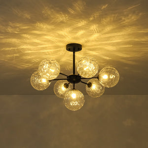 LightFixturesUSA - Modern 7 - light Hammered Glass Globe Tier Sputnik Chandelier - Chandelier - Black - 