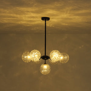 LightFixturesUSA - Modern 7 - light Hammered Glass Globe Tier Sputnik Chandelier - Chandelier - Black - 