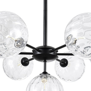 LightFixturesUSA - Modern 7 - light Hammered Glass Globe Tier Sputnik Chandelier - Chandelier - Black - 