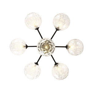 LightFixturesUSA - Modern 7 - light Hammered Glass Globe Tier Sputnik Chandelier - Chandelier - Black - 