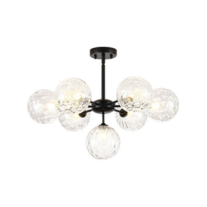 LightFixturesUSA - Modern 7 - light Hammered Glass Globe Tier Sputnik Chandelier - Chandelier - Black - 