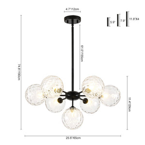 LightFixturesUSA - Modern 7 - light Hammered Glass Globe Tier Sputnik Chandelier - Chandelier - Black - 