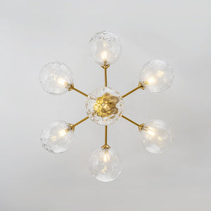 LightFixturesUSA - Modern 7 - light Hammered Glass Globe Tier Sputnik Chandelier - Chandelier - Brass - 