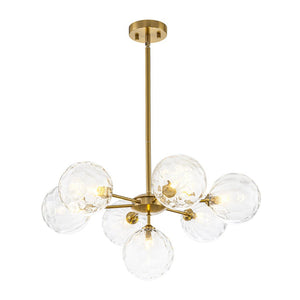 LightFixturesUSA - Modern 7 - light Hammered Glass Globe Tier Sputnik Chandelier - Chandelier - Brass - 