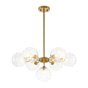 LightFixturesUSA - Modern 7 - light Hammered Glass Globe Tier Sputnik Chandelier - Chandelier - Brass - 