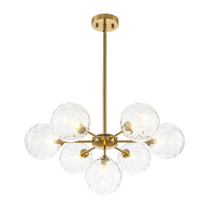 LightFixturesUSA - Modern 7 - light Hammered Glass Globe Tier Sputnik Chandelier - Chandelier - Brass - 