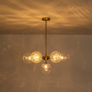 LightFixturesUSA - Modern 7 - light Hammered Glass Globe Tier Sputnik Chandelier - Chandelier - Brass - 