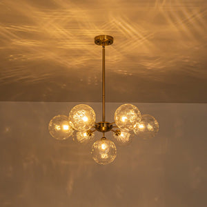 LightFixturesUSA - Modern 7 - light Hammered Glass Globe Tier Sputnik Chandelier - Chandelier - Brass - 
