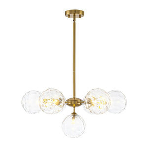 LightFixturesUSA - Modern 7 - light Hammered Glass Globe Tier Sputnik Chandelier - Chandelier - Brass - 