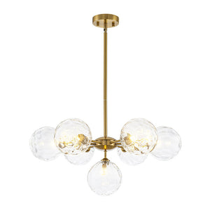 LightFixturesUSA - Modern 7 - light Hammered Glass Globe Tier Sputnik Chandelier - Chandelier - Brass - 