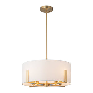 LightFixturesUSA - Modern 8 - Light Wide Drum Fabric Cage Chandelier - Chandelier - Brass - 