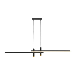LightFixturesUSA-Modern Black Brass Linear Dimmable LED Island Chandelier-Chandelier-55 in-